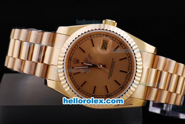 Rolex Datejust Automatic with Gold Case and Champagne Dial - Click Image to Close